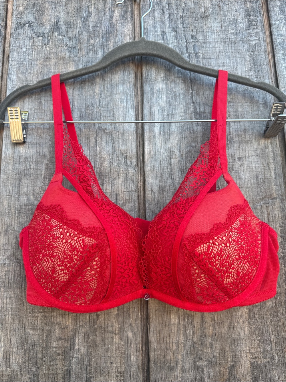 Adore Me Sexy Red Lace Underwire Push Up Bra 34D Elegant Night Out Romantic - Picture 8 of 10